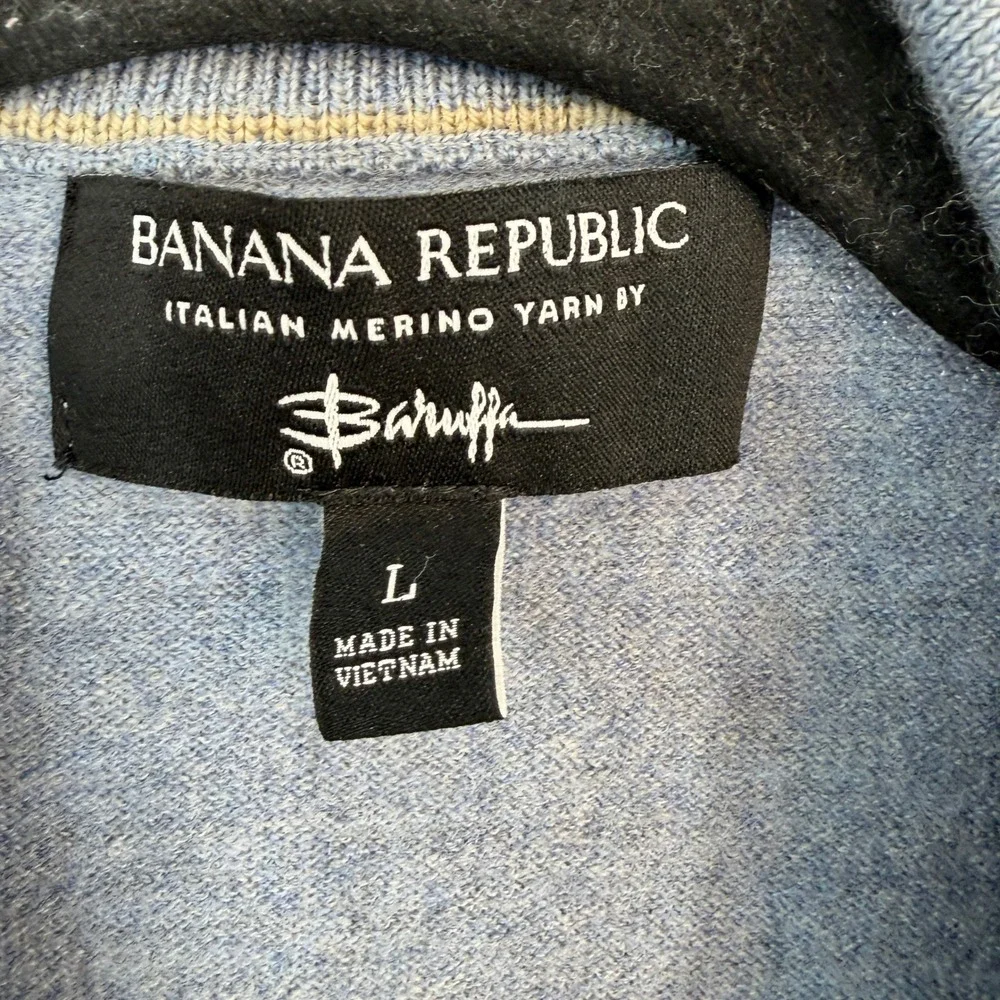Banana Republic Italian Merino Wool Quarter Zip Sweater Mens Large Blue Gray